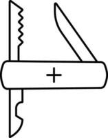 isolerat swiss kniv ikon i tunn linje konst. vektor