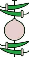 hängande citron- chili ikon i grön och rosa Färg. vektor
