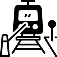 fast ikon för järnväg korsning vektor