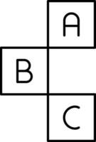 ABC kub blockera ikon i svart linje konst. vektor