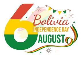 Bolivien Unabhängigkeit Tag Vektor Illustration auf 6 August mit Festival National Urlaub im eben Karikatur Hand gezeichnet Landung Seite Hintergrund Vorlagen