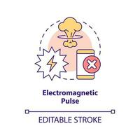 elektromagnetisch Impuls Konzept Symbol. Haushaltsgeräte Schaden. nuklear Explosion Achtung abstrakt Idee dünn Linie Illustration. isoliert Gliederung Zeichnung. editierbar Schlaganfall vektor