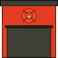 ikon av brand station med emblem. vektor