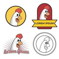 logotypuppsättning av en tecknad kyckling med text vektor
