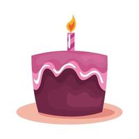 söt tårta födelsedagsfirande med ett ljus vektor