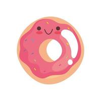 niedlicher Donutaufkleber kawaii Charakterikone vektor