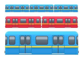 U-Bahnwagen gesetzt lokalisiert auf weißem Hintergrund vektor
