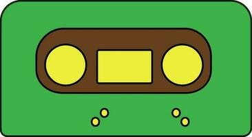 Musik- Kassette im Grün, Gelb und braun Farbe. vektor