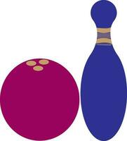 Blau Bowling Stift mit Rosa Ball. vektor