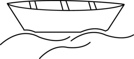 svart linje konst illustration av en båt med Vinka. vektor