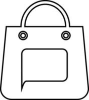 Symbol von Einkaufen Tasche mit Botschaft im eben Stil. vektor