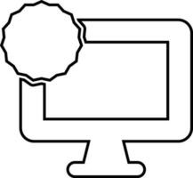 Symbol von Desktop mit Aufkleber im eben Stil. vektor