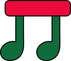 isolerat ikon av musik notera i grön och röd Färg. vektor