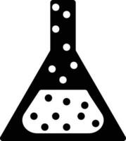 ikon av vetenskaplig bägare med kemisk i vit Färg. vektor