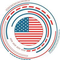 Abzeichen oder Etikette Design im amerikanisch Flagge Farben. vektor