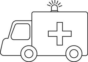 svart linje konst ambulans i platt stil. vektor