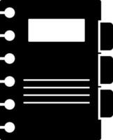 svart och vit anteckningsbok i platt stil. glyf ikon eller symbol. vektor