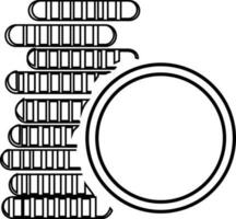 schwarz Linie Kunst Münzen Symbol. vektor