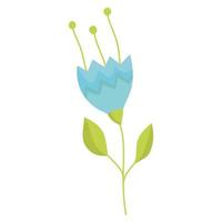 blå blomma natur dekoration isolerad stil vektor