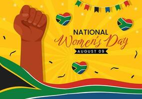 glücklich Frauen Afrika Tag Feier Vektor Illustration mit ethnisch schwarz Frau und afrikanisch Flagge im eben Karikatur Hand gezeichnet Landung Seite Vorlagen