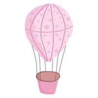 rosa heißer Luftballonabenteuer lokalisierter weißer Hintergrund vektor