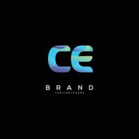 första brev ce logotyp design med färgrik stil konst vektor