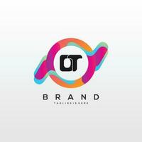 Initiale Brief dt Logo Design mit bunt Stil Kunst vektor