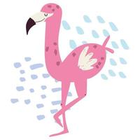 exotischer Dschungeltier-Wildtierkarikaturhand gezeichneter Stil des Flamingovogels vektor