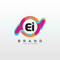 Initiale Brief ei Logo Design mit bunt Stil Kunst vektor