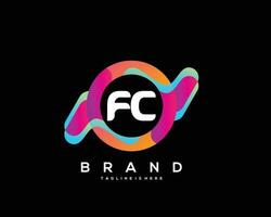 Initiale Brief fc Logo Design mit bunt Stil Kunst vektor