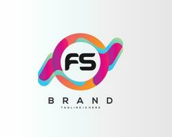 första brev fs logotyp design med färgrik stil konst vektor