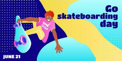 gå skateboard dag. affisch design illustration. vektor illustration. platt stil.