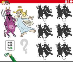 pädagogisches Schattenspiel mit Cartoon-Engel und Teufel vektor