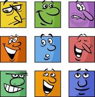 Gesichter oder Emoticons Cartoon-Illustrationssatz vektor