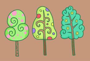 handritad doodle skogsmark träd vektor