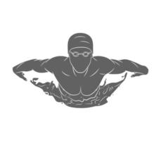 Schattenbild eines Schwimmerschmetterlings auf einer weißen Hintergrundvektorillustration