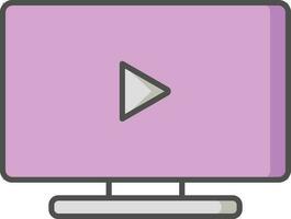 Video abspielen Taste auf Desktop Bildschirm Symbol im lila und schwarz Farbe. vektor