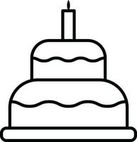 Linie Kunst Illustration von Kerze auf Kuchen Symbol. vektor