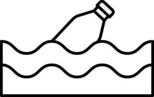 schwarz Linie Kunst Illustration von Flasche im Wasser Welle Symbol. vektor