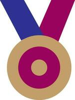 hängande medalj i blå, brun och rosa Färg. vektor