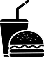 burger med mjuk dryck, vektor snabb mat symbol.