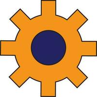 Orange Farbe mit Schlaganfall von Rad Spinner Symbol im isoliert. vektor