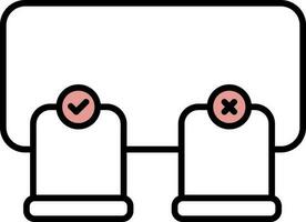Stuhl mit Kreuz und prüfen Kennzeichen zum Sozial Distanzierung Linie Symbol. vektor