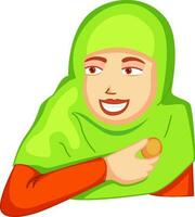 platt illustration av islamic kvinna med mat. vektor