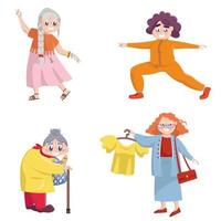 uppsättning olika äldre kvinnor vektor
