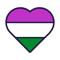 översikt flagga hjärta genderqueer stolthet ikon vektor