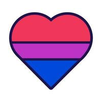 översikt flagga hjärta bisexuell stolthet ikon vektor