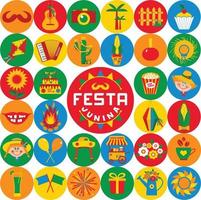 Festa Junina Village Festival in Lateinamerika Ikonen in Banner gesetzt vektor