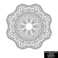 mandala rund blommig prydnad isolerad på vit bakgrund dekorativt designelement svartvitt kontur vektorillustration för målarbokstryck på t-shirt och andra föremål vektor