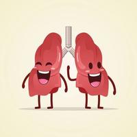 niedlicher Charakter Lungen lächelndes Cartoon menschliches inneres Organ vektor